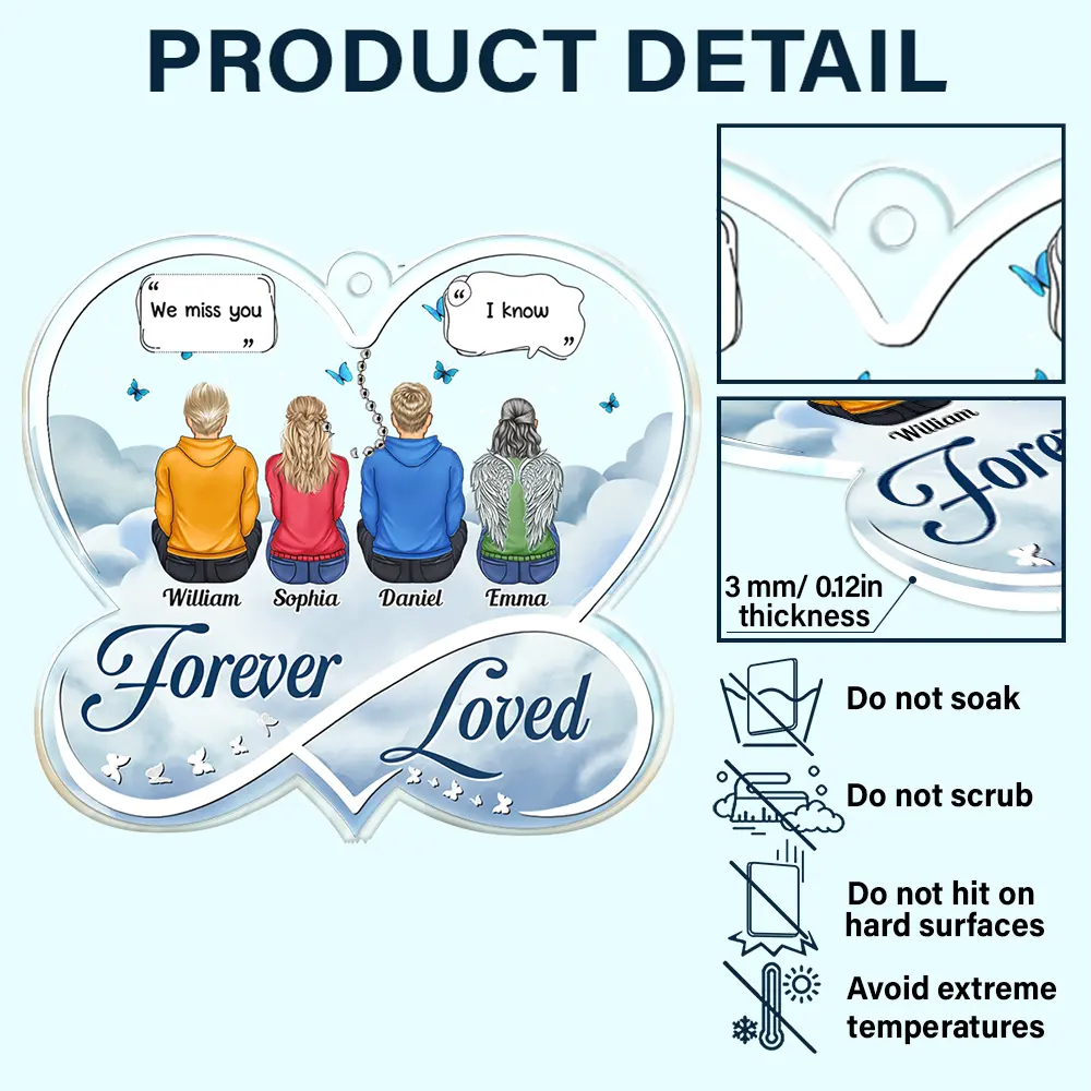 Always On My Mind Forever In My Heart Forever Loved - Memorial Gift For Family - Personalized Acrylic Car Hanger