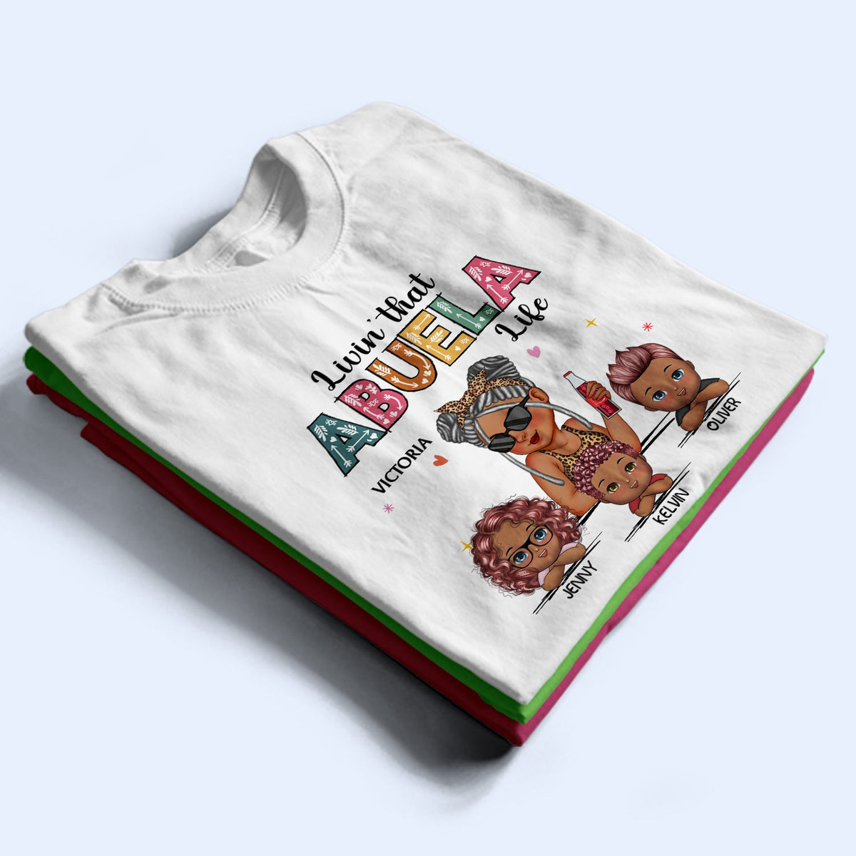 Living That Grandma Life - Gift For Grandma, Mom, Nana, Gigi - Personalized T Shirt