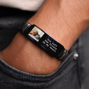 Custom Photo Forever In My Heart - Memorial Gift For Dog Lovers, Cat Lovers, Pet Lovers - Personalized Wristband Bracelet