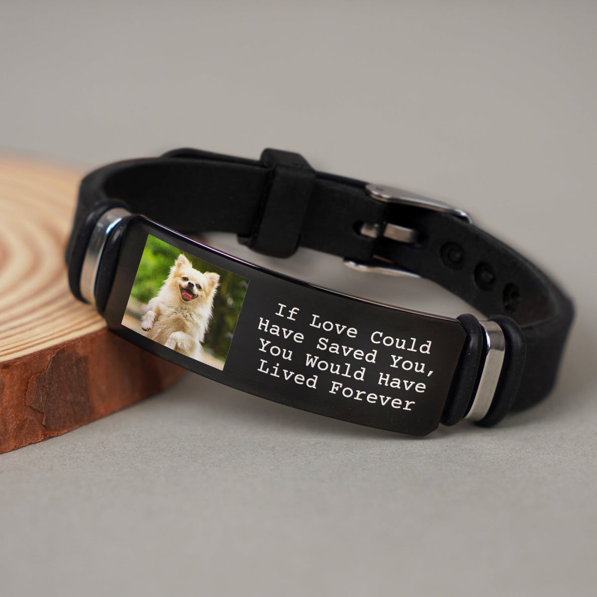 Custom Photo Forever In My Heart - Memorial Gift For Dog Lovers, Cat Lovers, Pet Lovers - Personalized Wristband Bracelet
