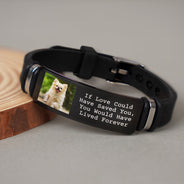 Custom Photo Forever In My Heart - Memorial Gift For Dog Lovers, Cat Lovers, Pet Lovers - Personalized Wristband Bracelet