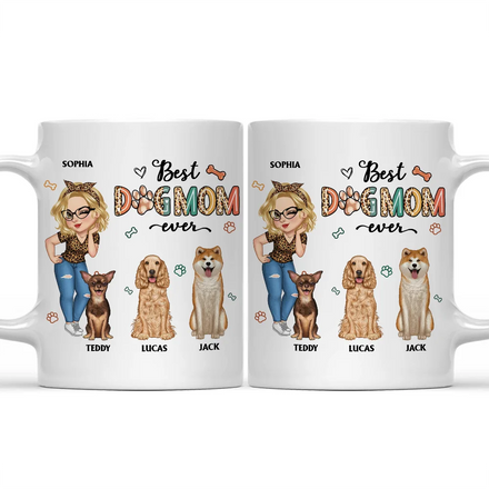 Best Dog Mom Ever Cartoon Woman - Personalized Mug