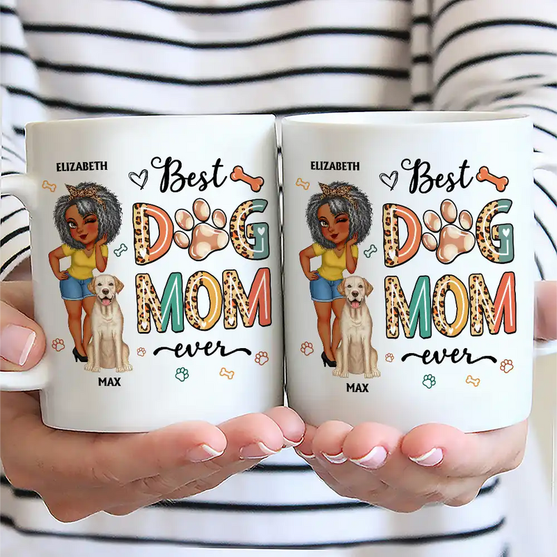 Best Dog Mom Ever Cartoon Woman - Personalized Mug