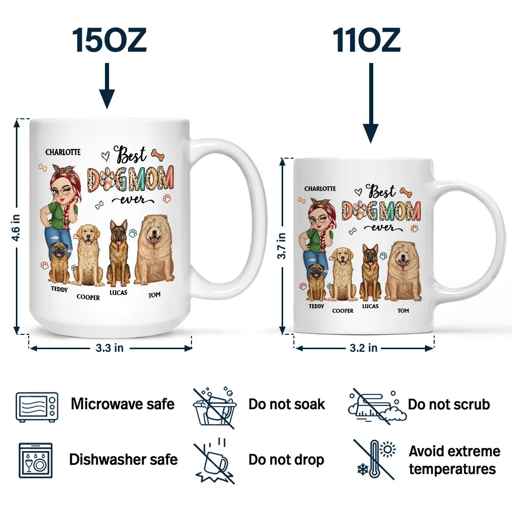 Best Dog Mom Ever Cartoon Woman - Personalized Mug