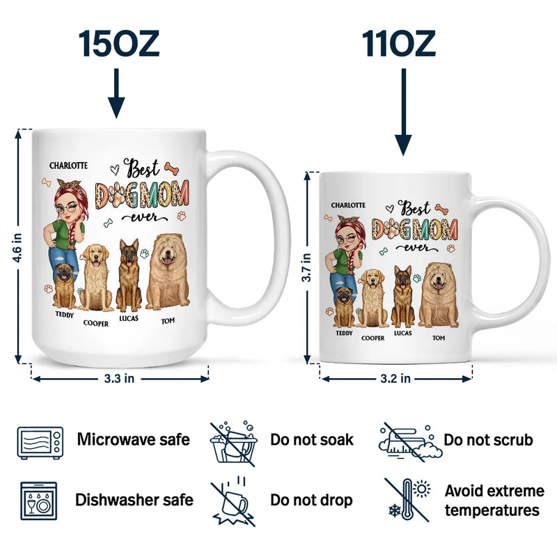 Best Dog Mom Ever Cartoon Woman - Personalized Mug