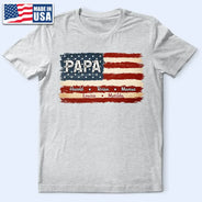 Stars And Stripes Proud To Be Merica Papa - Personalized T Shirt