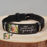 Custom Photo Keep Making Her Proud - Personalized Wristband Bracelet