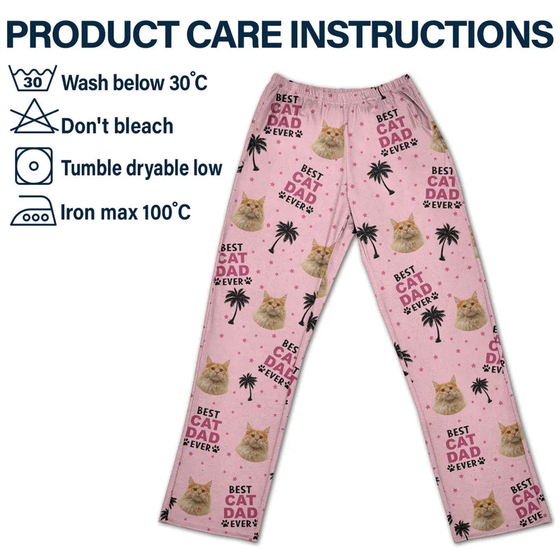 Christmas,Pet Lovers,Custom Photo,Happy,Dog Lovers,Cat Lovers - Custom Photo Best Pet Dad Pet Mom Ever - Personalized Pajama Pants