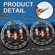 Custom Photo Friendships May Start At The Workplace Christmas Colleagues - Personalized Circle Glass Ornament