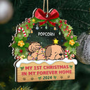 Dog Lovers - Lying Dog My 1st Christmas In My Forever Home - Personalized 2-Layered Mix Ornament
