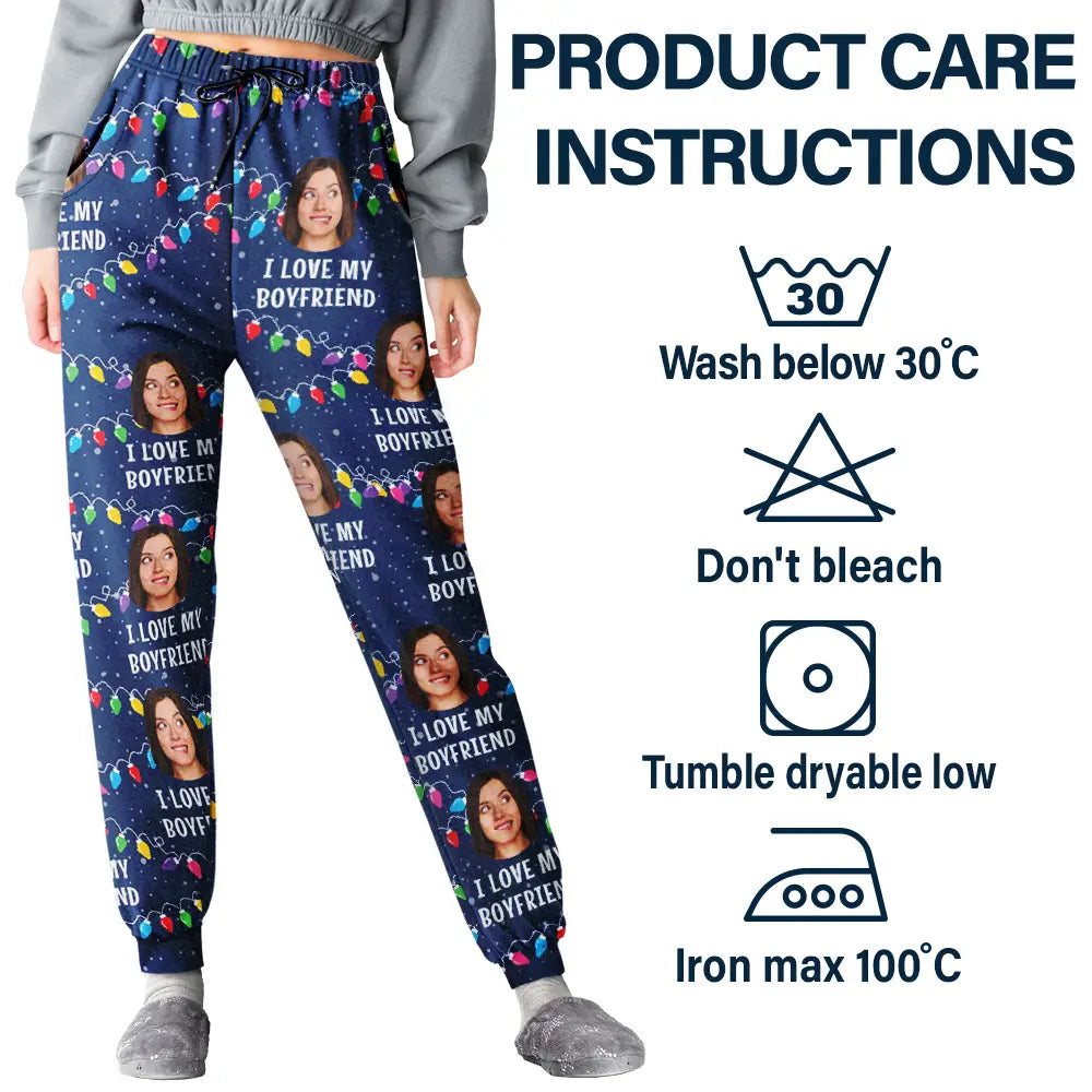 Gift For Couples - Custom Photo I Love My Wife - Personalized Pajama Pants