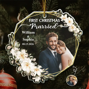 Custom Photo First Christmas Married - Personalized Custom Shaped Acrylic Ornament
