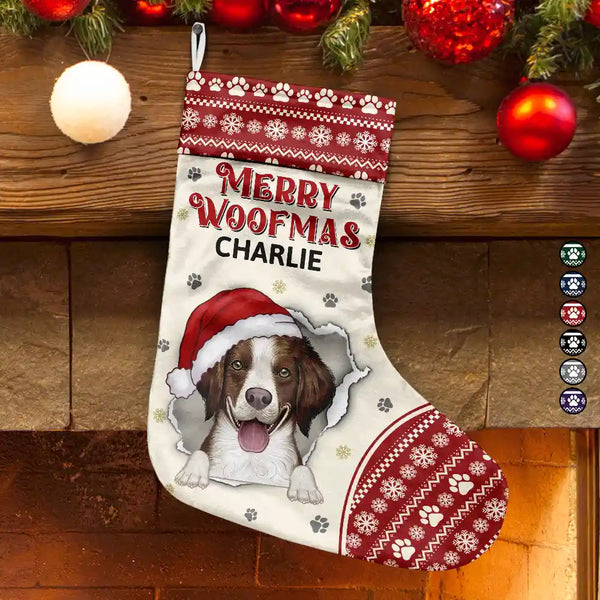Pet Lovers - Meowy Catmas Merry Woofmas - Personalized Christmas Stocking