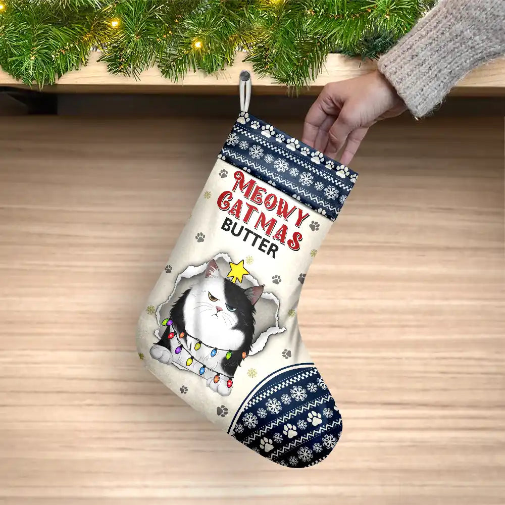 Pet Lovers - Meowy Catmas Merry Woofmas - Personalized Christmas Stocking