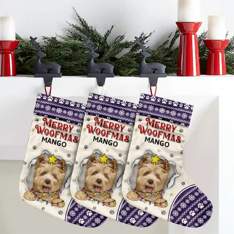 Pet Lovers - Meowy Catmas Merry Woofmas - Personalized Christmas Stocking