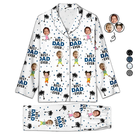 Custom Photo Best Dad Grandpa Ever - Personalized Long Pajamas Set