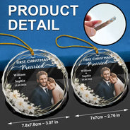 Custom Photo First Christmas Married - Personalized Glass Ornament