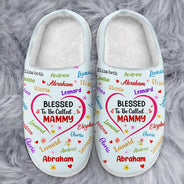 Gift For Grandma, Gift For Mother, Gift For Kids - Blessed To Be Called Grandma Nana - Personalized Fluffy Slipper