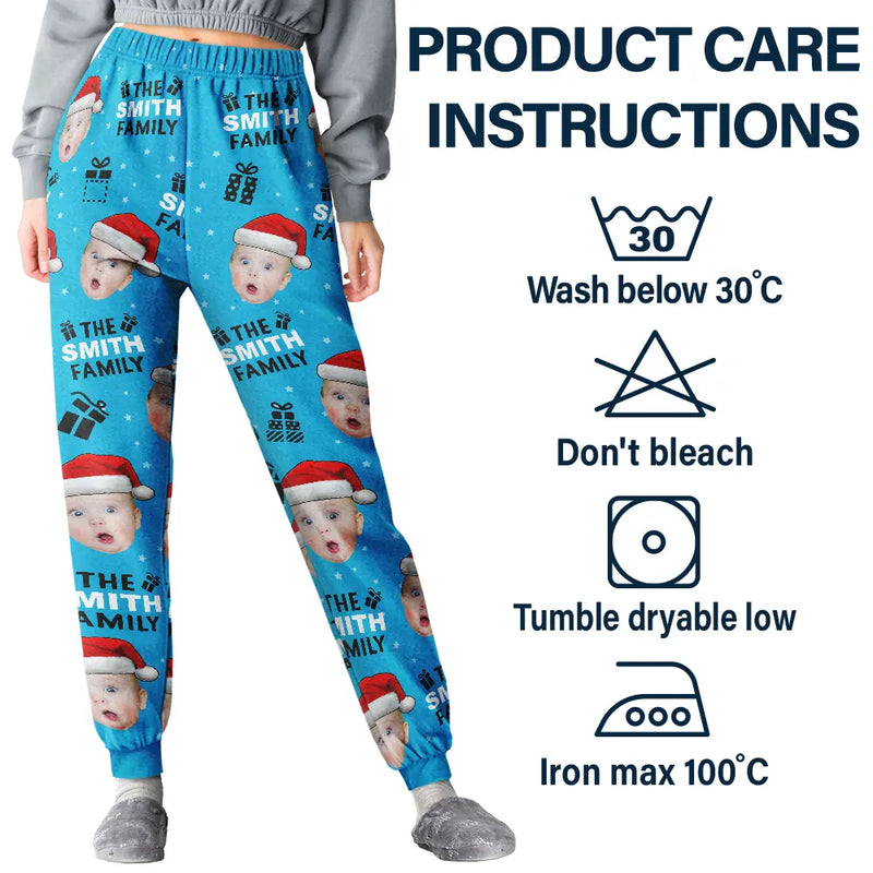 Family - Custom Photo Christmas Gift Family Name - Personalized Pajama Pants