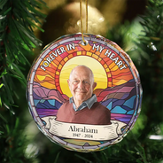 Pet Lovers, Dog Lovers, Cat Lovers - Custom Photo I'm Always With You Memorial - Personalized Circle Glass Ornament