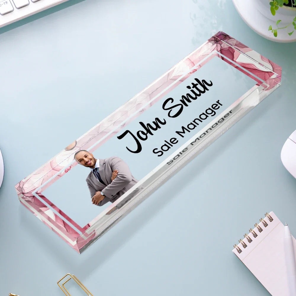 Gift For Bestie, Gift For Sisters, Gifts For Colleagues - Custom Photo Chief Fun Officer - Personalized Desk Name Plate