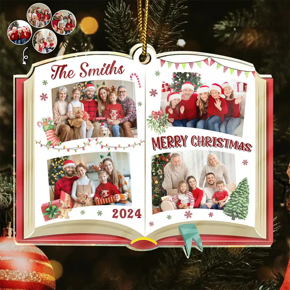 Custom Photo Christmas Family Memories - Personalized Custom Shaped Acrylic Ornament