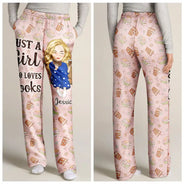 Gift For Yourself, Gift For Women, Reading - Just A Girl Who Loves Books - Personalized Pajama Pants
