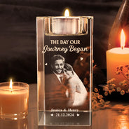 Gift For Couples,Gift For Husband,Gift For Wife,Gift For Boyfriend,Gift For Girlfriend,Love,Wedding - Custom Photo The Date We Became Mr. & Mrs. - Personalized Crystal Candle Holder
