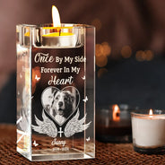 Memorial,Pet Lovers,Dog Lovers,Sad - Custom Photo Memorial When You Miss Me - Personalized Crystal Candle Holder