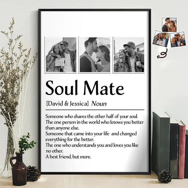 Gift For Couples, Gift For Husband, Gift For Boyfriend, Gift For Girlfriend, Gift For Wife - Custom Photo Couple Soul Mate - Personalized Poster
