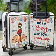 Gift For Women, Travel, Gift For Men, Gift For Yourself - Just A Girl Who Loves Traveling - Personalized Clear Luggage Cover