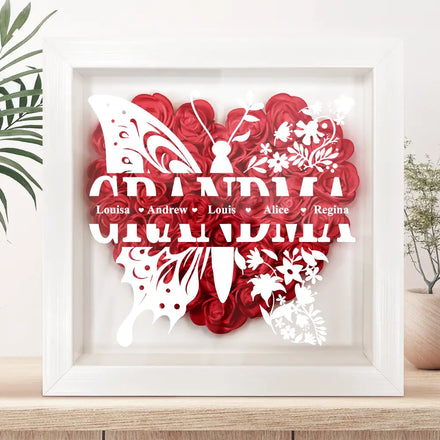 Mom Grandma Nana Butterfly - Personalized Flower Shadow Box