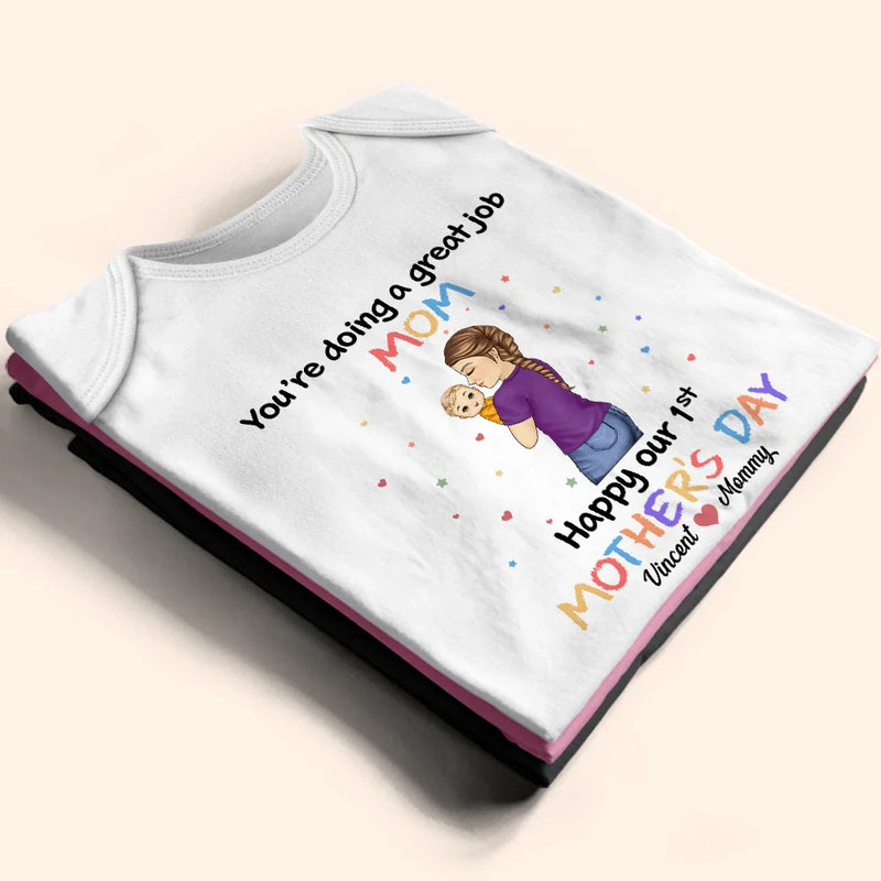 New Mom, Gift For Mother, New baby, Happy - You're Doing A Great Job - Personalized Baby Onesie