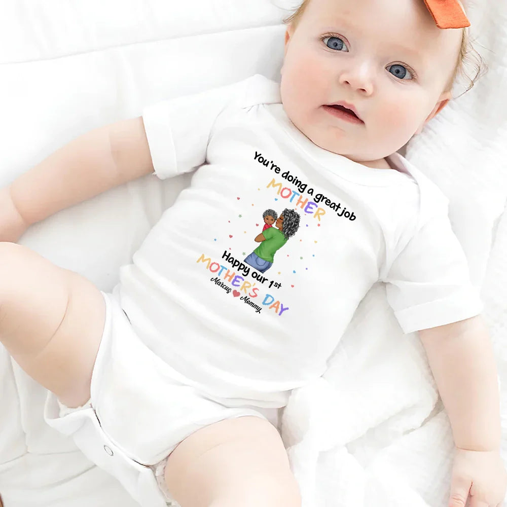 New Mom, Gift For Mother, New baby, Happy - You're Doing A Great Job - Personalized Baby Onesie