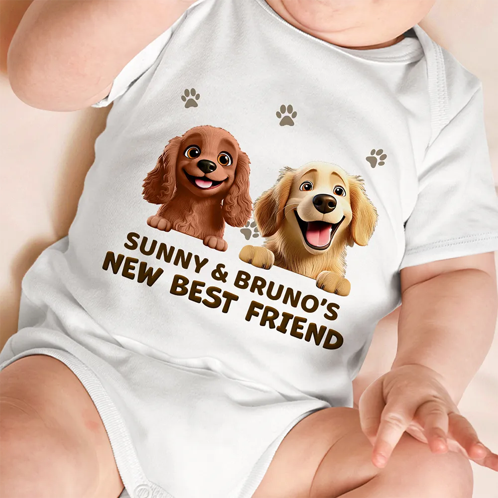 New baby,Dog Lovers,Pet Lovers,Happy,New Mom,New Dad - Baby New Best Friends - Personalized Baby Onesie
