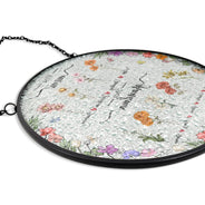 First Mom Now Grandma Birth Flower - Personalized Stained Glass Window Hanging Suncatcher