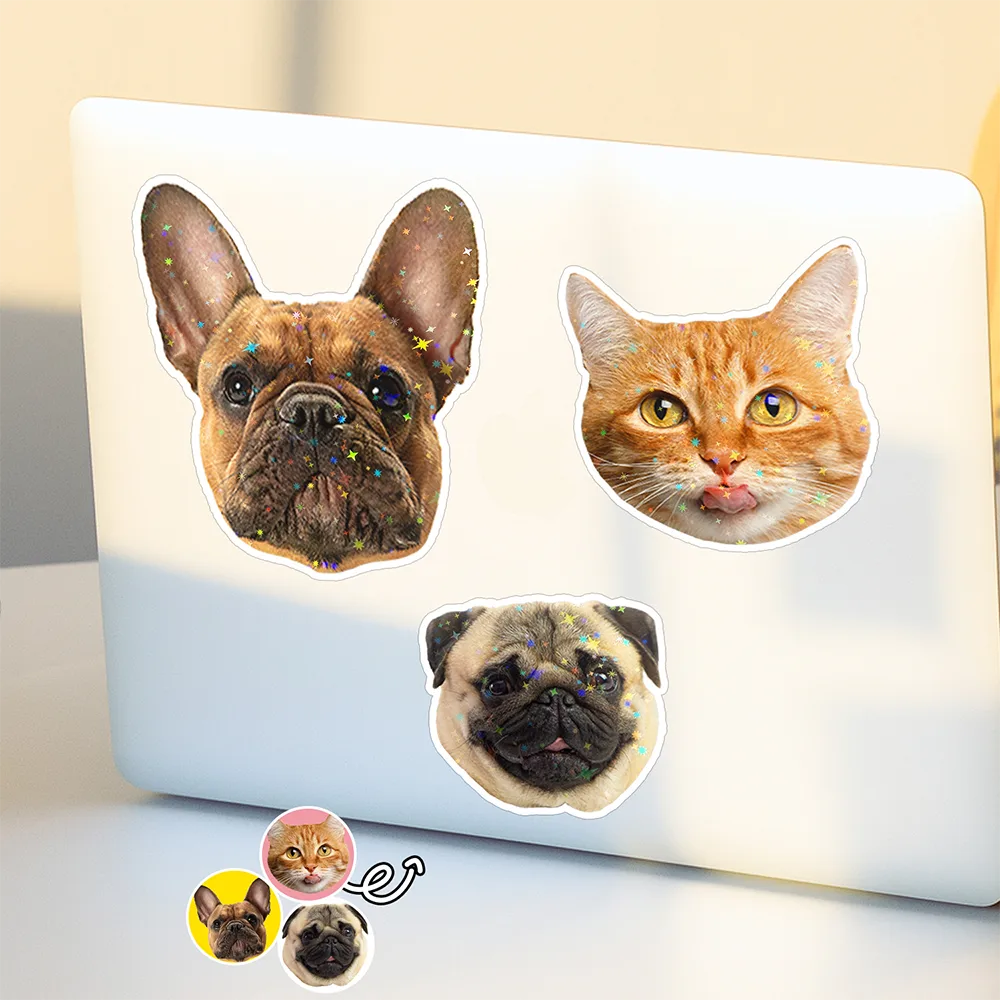 Pet Lovers - Custom Photo Dog Cat Pet Portrait - Personalized Custom Peel-out Hologram Sticker