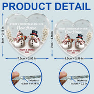 First Christmas As Mr & Mrs Snowman - Personalized Heart Shaped Glass Ornament