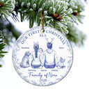 First Christmas As A Family Of Three New Parents Toile - Personalized Circle Ceramic Ornament