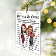Gift For Bestie,Funny,Christmas,Gift For Sisters,Gift For Women - 3D Effect Besties Turban Partners In Crime Daily News - Personalized Custom Shaped Acrylic Ornament