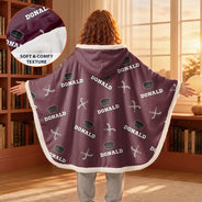 Gift For Yourself,Gift For Women,Gift For Men,Football,Baseball,Basketball,Softball,Christmas,Happy - Sports Pattern Baseball Volleyball Basketball - Personalized Wearable Hooded Blanket