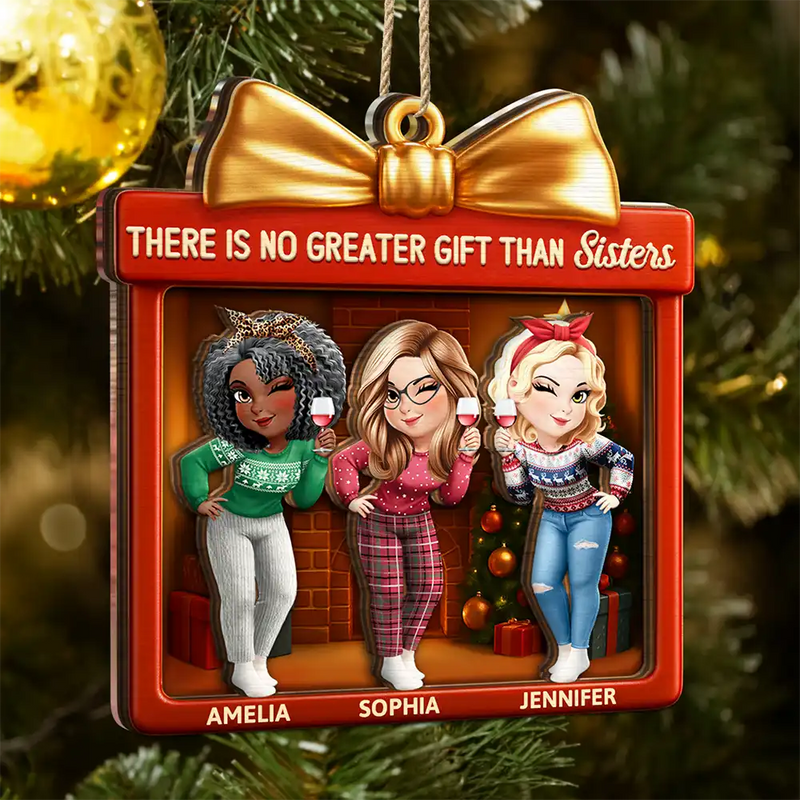 Gift For Bestie,Gift For Sisters,Gift For Brothers,Gifts For Colleagues,Cousin,Gift For Sibling,Christmas,Happy - There Is No Greater Gift Than Friendship 3D Effect - Personalized 2-Layered Mix Ornament