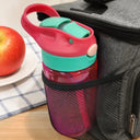 Cat Lovers,Happy - Custom Name Boho Rainbow Style Cat Face - Personalized Kids Water Bottle With Straw