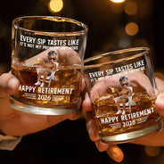 Gift For Husband,Gift For Yourself,Gift For Men,Gift For Women,Parents,Gift For Grandpa,Gift For Mother,Gift For Father,Gift For Grandma,Non-Eng,Vector,Humorous - Every Sip Tastes Like It's Not My Problem Anymore Retirement 3D - Personalized Whiskey Glass