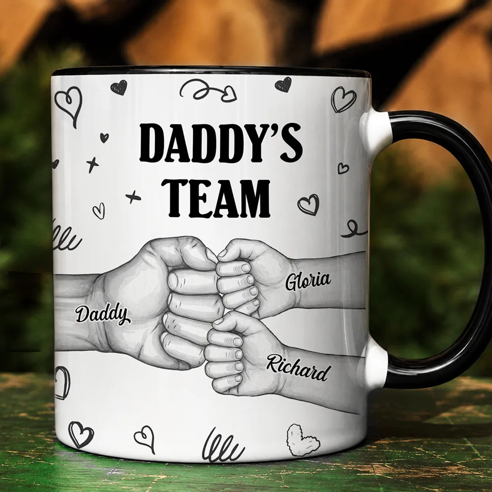 Gift For Husband,Gift For Yourself,Gift For Men,Gift For Father,Gift For Grandpa,Non-Eng,Icon,Humorous - Daddy's Team Fist Bump - Personalized Mug