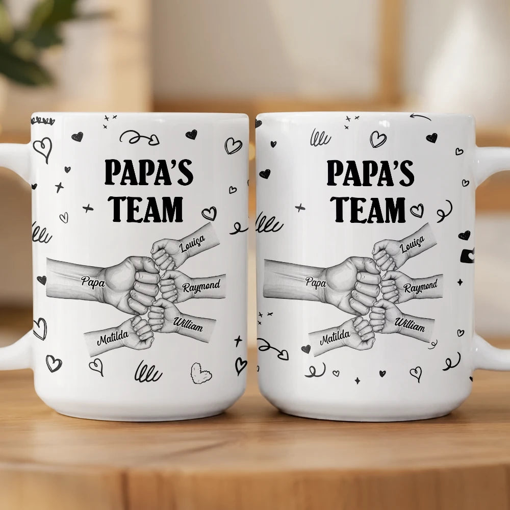 Gift For Husband,Gift For Yourself,Gift For Men,Gift For Father,Gift For Grandpa,Non-Eng,Icon,Humorous - Daddy's Team Fist Bump - Personalized Mug