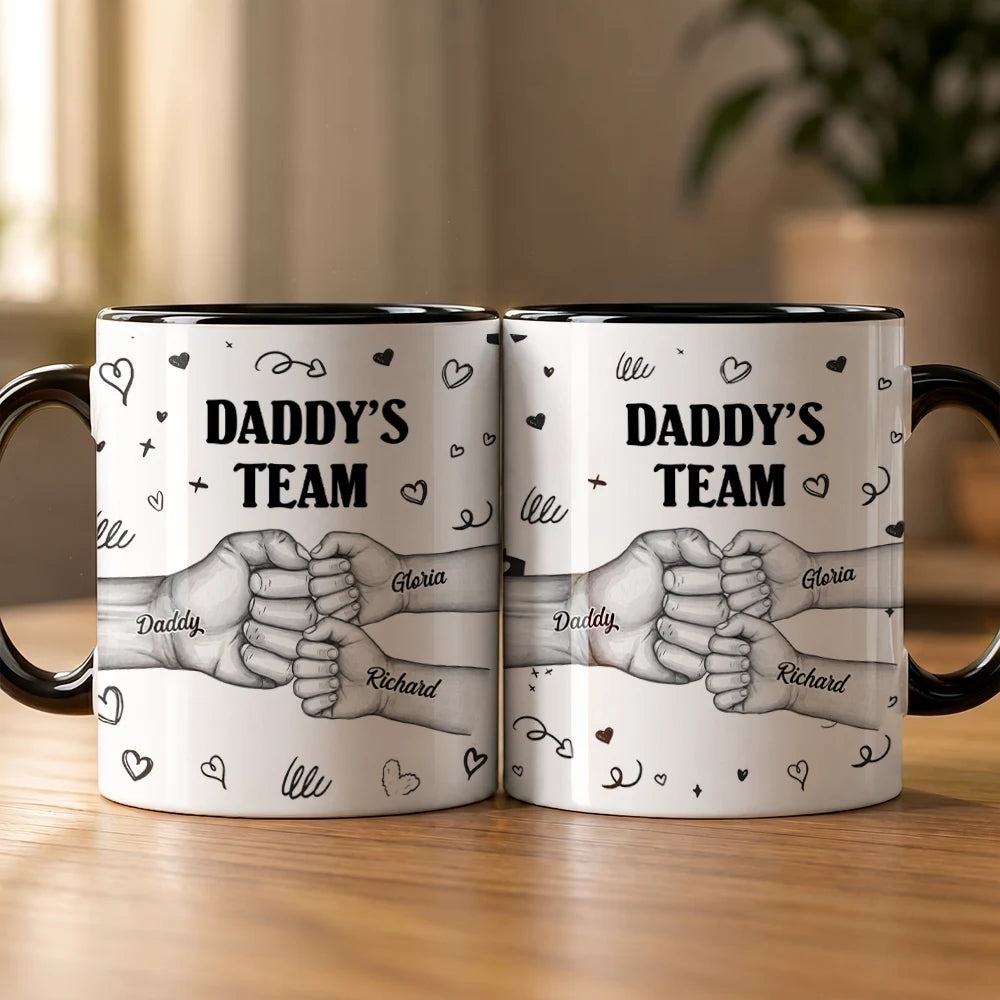 Gift For Husband,Gift For Yourself,Gift For Men,Gift For Father,Gift For Grandpa,Non-Eng,Icon,Humorous - Daddy's Team Fist Bump - Personalized Mug