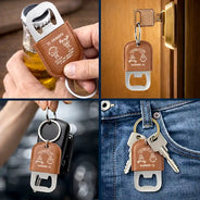 Gift For Father,Gift For Grandpa,Funny,Icon - To Dad From The Reasons You Drink - Personalized Leather Bottle Opener Keychain