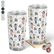 Gift For Husband,Gift For Yourself,Gift For Men,Gift For Father,Gift For Grandpa,Dad's Hobby,Grandpa's Hobby,Golf,Non-Eng,Photo,Playful - Custom Photo Best Dad By Par Funny Kid - Personalized Tumbler