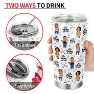 Gift For Husband,Gift For Yourself,Gift For Men,Gift For Father,Gift For Grandpa,Dad's Hobby,Grandpa's Hobby,Golf,Non-Eng,Photo,Playful - Custom Photo Best Dad By Par Funny Kid - Personalized Tumbler